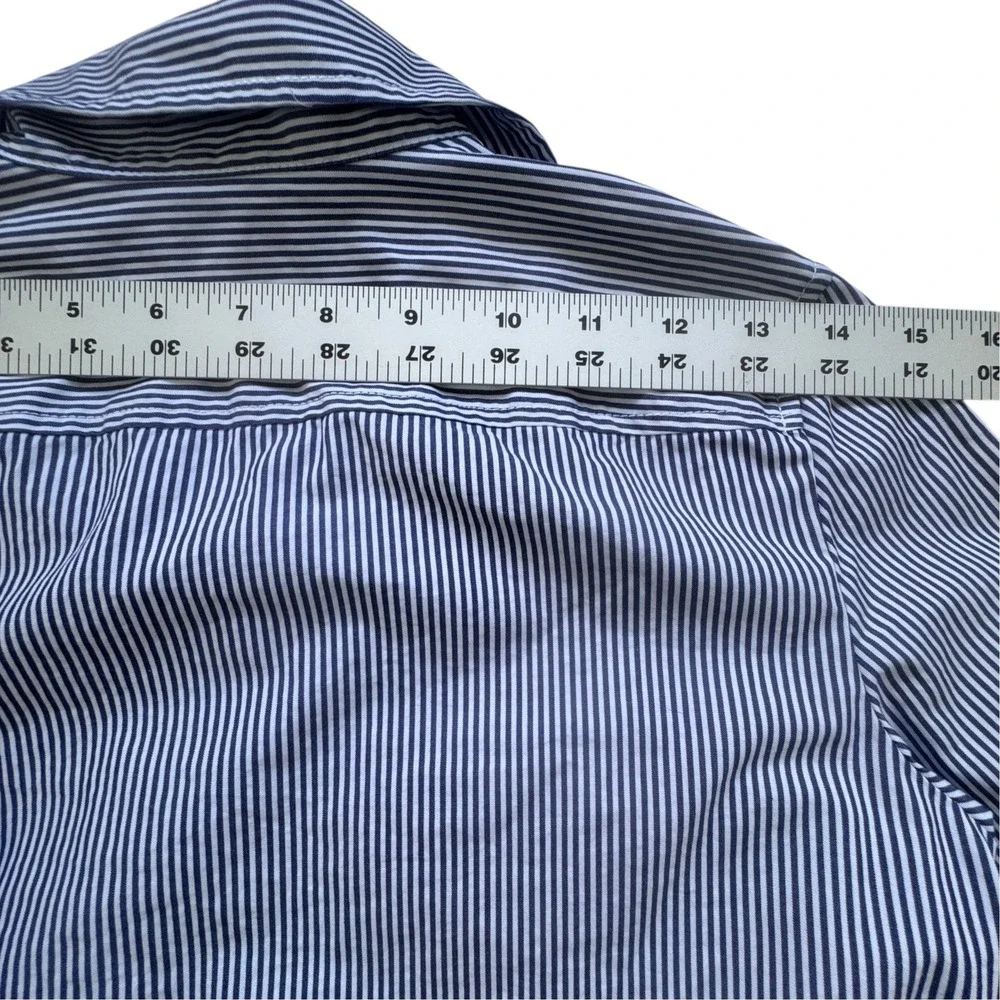 J Crew Striped Button Front Tunic Shirt Womens XXS Blue White Cotton Nautical